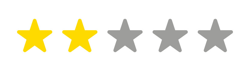 Yellow stars rating icon. Transparent background.
