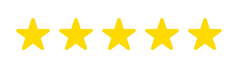 Yellow stars rating icon. Transparent background.
