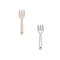 Fork stainless steel white background FlatOutline style vector