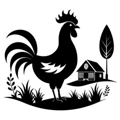 Minimal Rooster Crow Silhouette