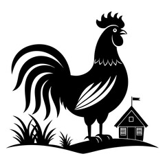Minimal Rooster Crow Silhouette