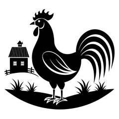 Minimal Rooster Crow Silhouette
