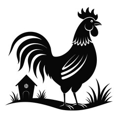 Minimal Rooster Crow Silhouette