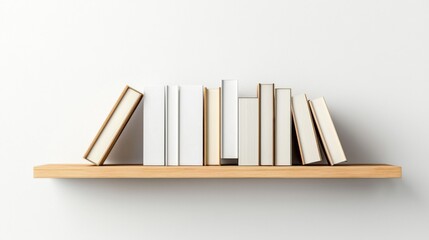 Clean and Minimalist Books on a Wooden Shelf for Modern Decor