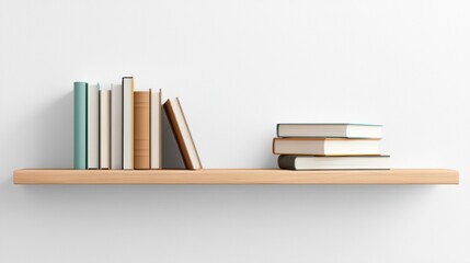 Clean and Minimal Wooden Shelf with Neatly Arranged Books