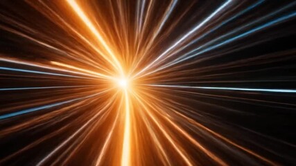 Abstract Light Speed Background with Orange and Blue Lines, Futuristic Design Concept
