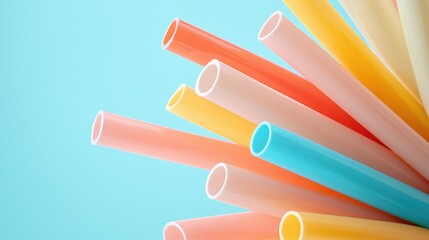 Bright Close-Up of Fanned Plastic Straws in Vibrant Colors