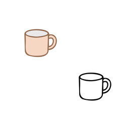 Coffee cup white background FlatOutline style vector