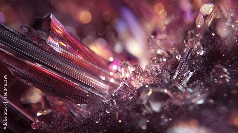 Poster intense laser beam interacts with crystal surface, creating mesmerizing thermal effects and intricat