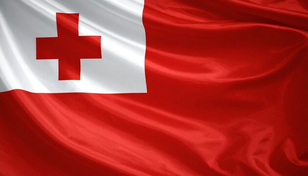 Flag of Tonga with a red background and a white rectangle in the upper hoist-side corner bearing a bold red cross