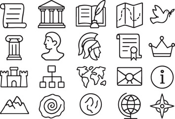 Ancient History Icons Collection scroll building