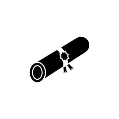 Diploma Scroll with Ribbon, Certificate Solid Flat Vector Icon Isolated on White Background.