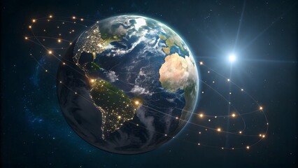 Fototapeta premium Glowing Digital Earth Globe in Space