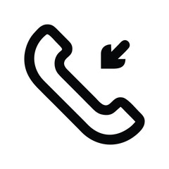 Phone call received icon, black and white symbol