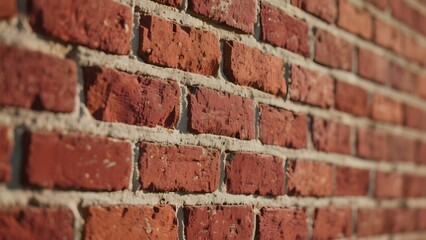 Obraz premium Close-up of a Red Brick Wall with Mortar Lines