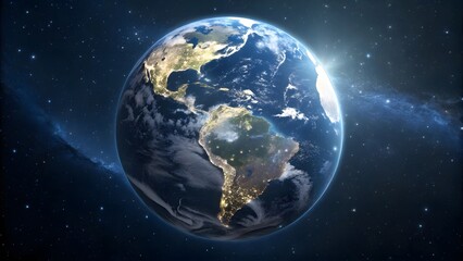 Futuristic Digital Earth Globe Floating in Dark Space