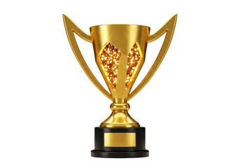 Isolated 3D Render of a Golden Trophy Filled with Sparkles