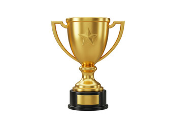 Isolated Golden Star Winner's Trophy with Black Base
