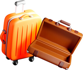 Colorful 3D Suitcases for Travel and Adventure