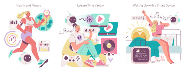 Health Fitness, Leisure and Morning Routine Illustration
