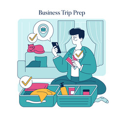 Business Travel. Flat Vector Illustration