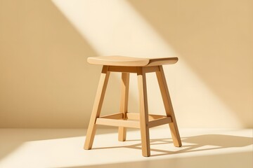 Minimalist Wooden Bar Stool with Natural Light