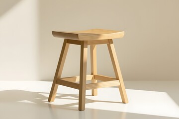 Minimalist Wooden Bar Stool with Natural Light