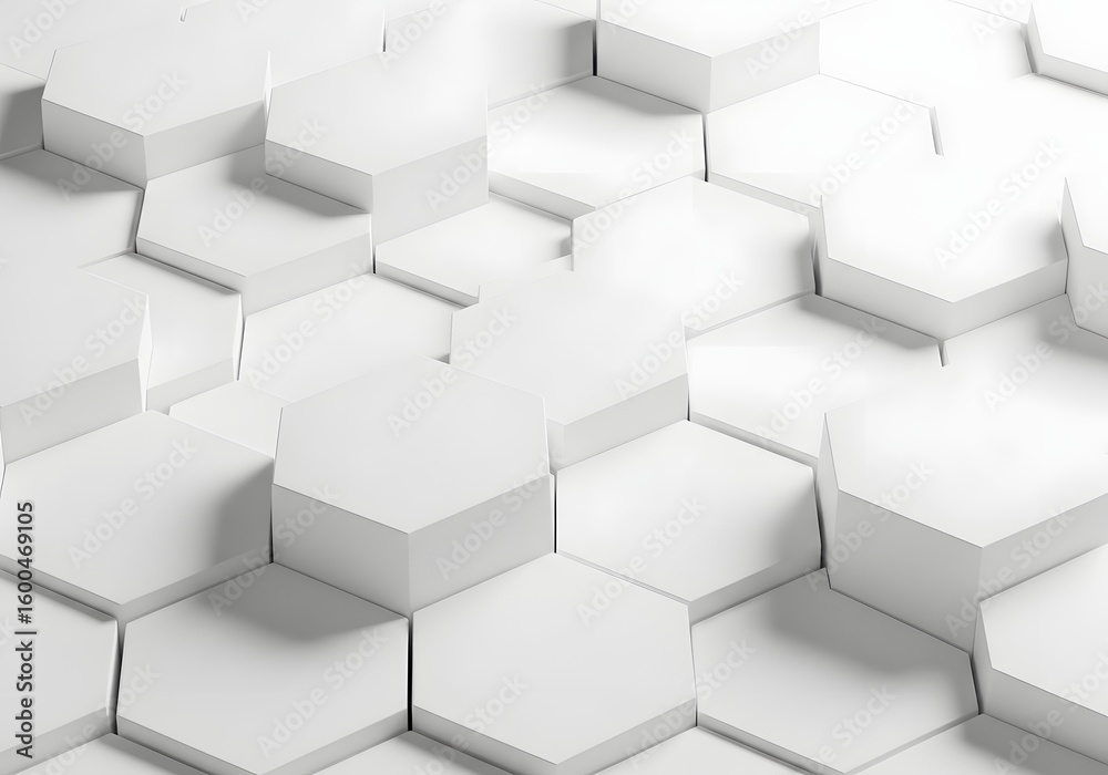 Poster Clean white hexagonal pattern creates modern abstract background for design and branding projects