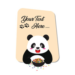 Cheerful Cartoon Panda with Bowl of Colorful Confetti and Text Space