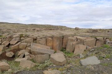 hexagonal basalt columns forming a distinct pattern