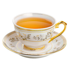 Delicate teacup and saucer, gold trim, floral pattern