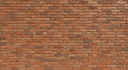 Fototapeta premium Warm, textured brick wall with reddish-brown bricks in neat rows creating repeating patterns