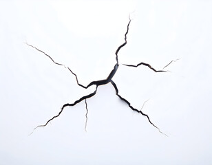 Deep dark fissures spread across a stark white , revealing underlying tension.