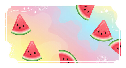 Vibrant watermelon pattern on pastel background for summer design