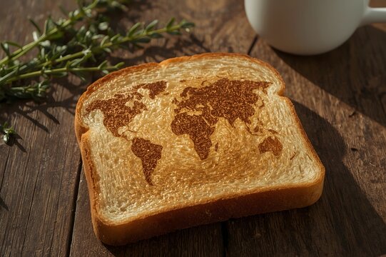 Earth Toast Bread, Global Food and Climate Crisis Concept
