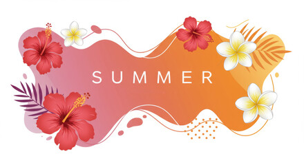 Vibrant summer floral design with tropical flowers for seasonal decoration