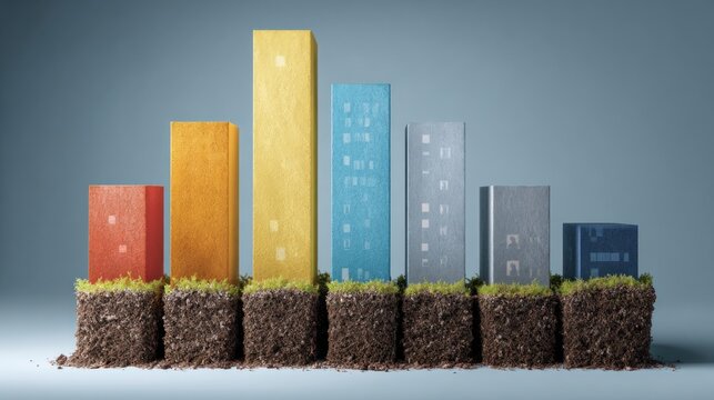 Colorful bar graph on soil