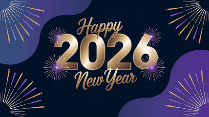 happy new year 2026 greeting with fireworks, new year 2026 celebration