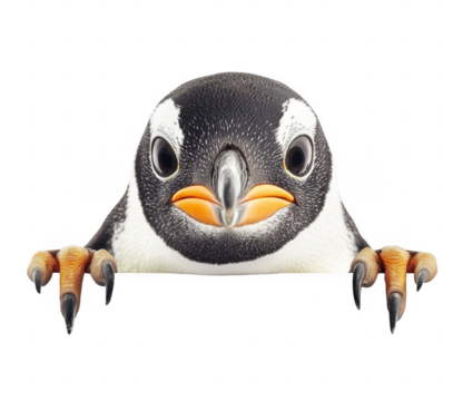 penguin with blank sign