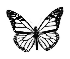 Monarch butterfly spray paint stencil isolated on transparent background