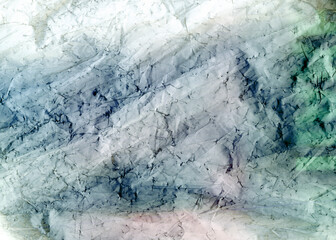 Wrinkled plastic surface close-up texture. Scratched glass surface. Cellophane blue abstract background.	