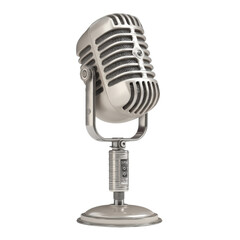 Fototapeta premium Vintage microphone with classic design, perfect for recording or performances. This stylish microphone adds touch of nostalgia to any setting, ideal for music lovers and professionals alike