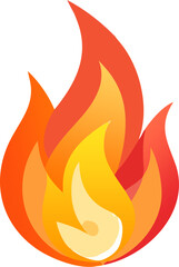 Vector fire icon with flame symbol and burning design elements