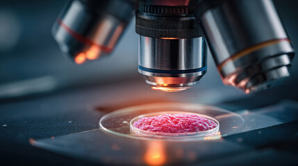 A macro shot of a tumor biopsy being placed onto a slide for examination. 3d illustration.