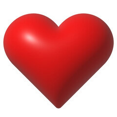 3D Red Heart Icon Isolated on Transparent Background. Love Symbol for Digital and Graphic Design. Illustration
