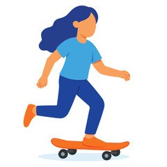 Vector of a woman playing skateboard