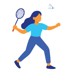 Vector of a woman playing badminton