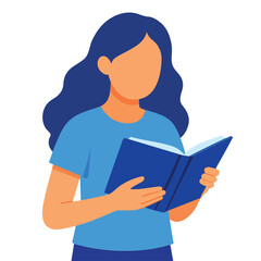 Vector of a woman reading a book