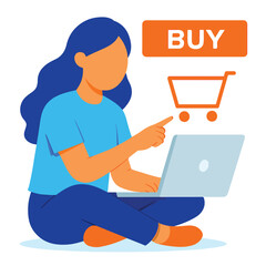 Vector of a woman shopping online