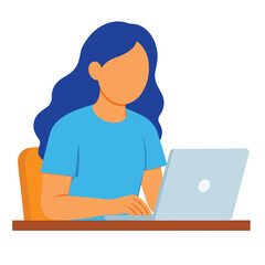 Vector of a woman using a laptop